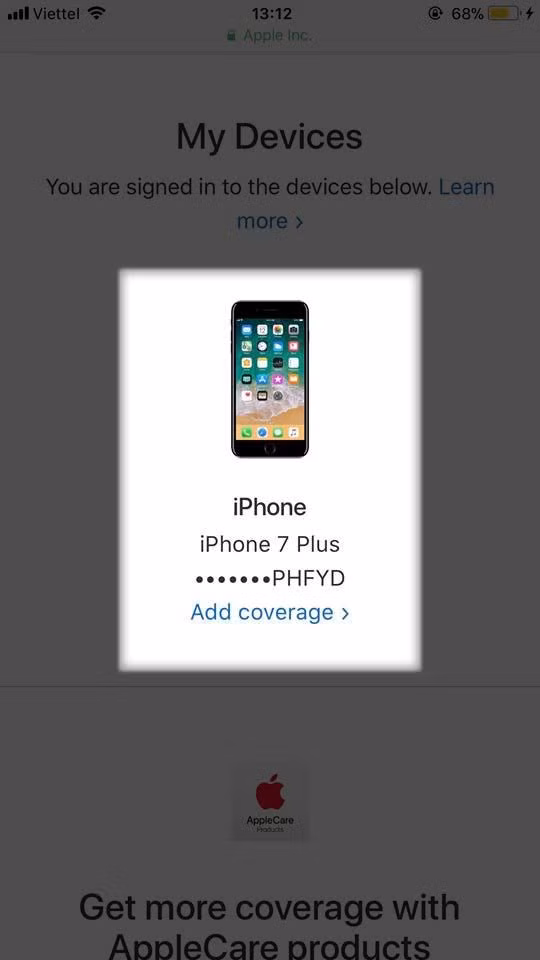 Sau khi đăng nhập sẽ xuất hiện tên thiết bị của các bạn kèm 5 số cuối của số sê-ri.