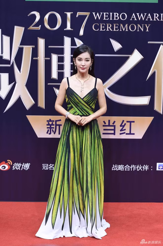 Nữ diễn viên Lý Băng Băng xuất hiện một mình trên thảm đỏ. Cô hiện không tham gia nhiều dự án phim, thay vào đó dành thời gian để đào tạo các nghệ sĩ trẻ. Tại sự kiện tối nay, bộ váy sặc sỡ của Lý Băng Băng bị chê lệch thảm họa.