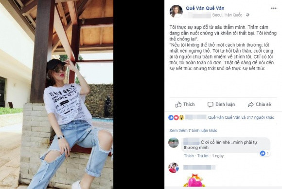 Quế Vân tiết lộ bị trầm cảm: "Trầm cảm đang dần nuốt chửng khiến tôi thất bại".