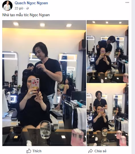 Mới đây, Quách Ngọc Ngoan chia sẻ lên trang cá nhân loạt ảnh đang làm tóc cho Phượng Chanel. Nam diễn viên họ Quách khoe thần thái cuốn hút trong vai trò một nhà tạo mẫu tóc chuyên nghiệp.