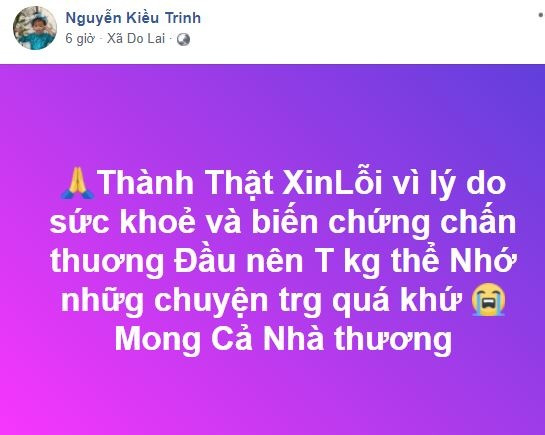 Chia sẻ của nữ diễn viên trên trang cá nhân khiến nhiều người lo lắng.