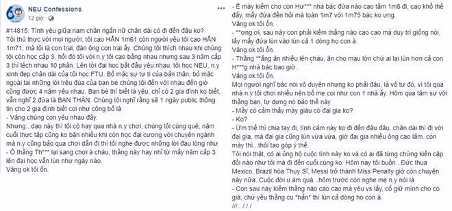 Tâm sự của bạn trai khi bị mẹ người yêu chê liên tục vì quá thấp, không xứng với cô gái. Ảnh chụp màn hình.