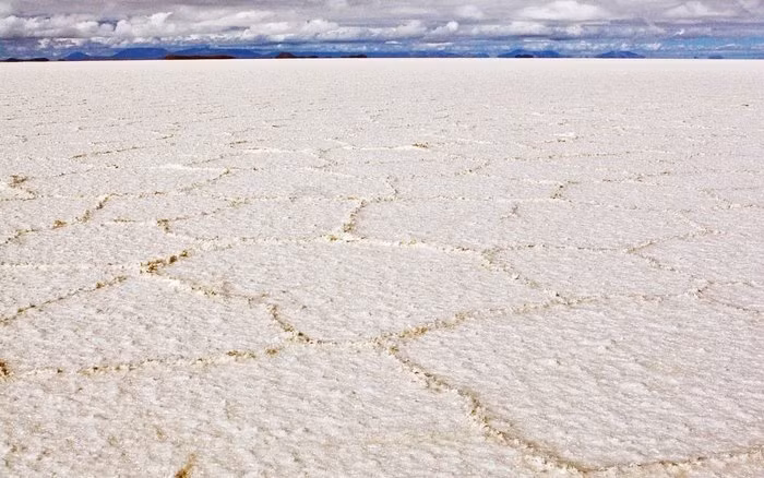 Salar de Uyuni (Bolivia) Một hồ tiền sử cạn khô cách đây 3.000 năm để lại một vùng nứt nẻ hình lục giác kéo dài đến đường chân trời. Cánh đồng muối Salar de Uyni có diện tích hơn 10.000 km2, lớn gấp 25 lần cánh đồng muối Bonneville ở bang Utah, Mỹ. Kỳ quan này cung cấp 25.000 tấn muối mỗi năm cho các thợ mỏ địa phương, thu hút hàng nghìn chim hồng hạc bay về.