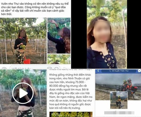 Hình ảnh hai nữ phượt thủ trong vườn nho.