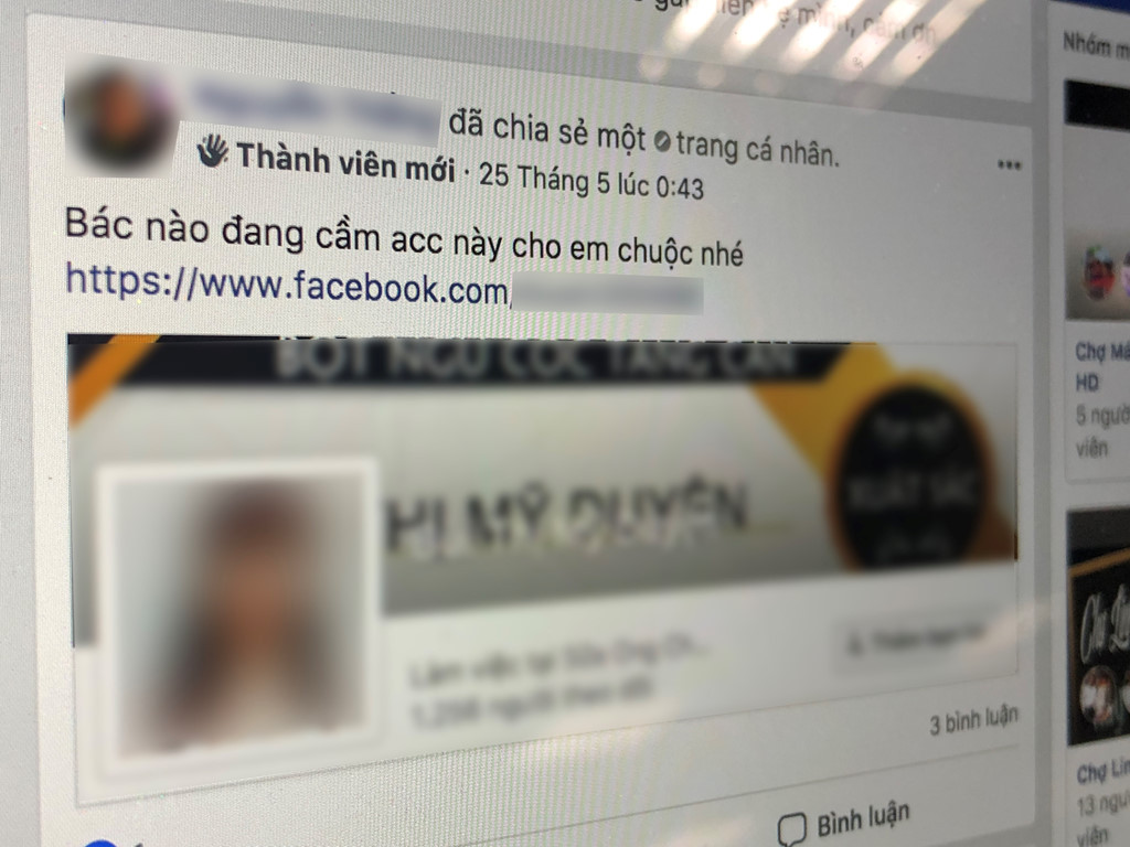 Nạn nhân sẽ nhờ bên môi giới đăng tin tìm chuộc tại một nhóm chợ đen trên Facebook.