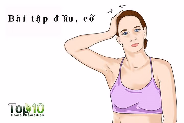 Một bài tập khác nhắm vào chất béo tích tụ trong vùng cổ và cằm: Ngồi hoặc đứng thẳng. Đặt tay phải của bạn ở phía bên phải đầu của bạn. Từ từ uốn đầu sang phải và đẩy ngược lại bằng tay phải để tránh đầu gối xuống. Giữ vị trí này trong 10 đến 20 giây. Lặp lại quy trình này ở phía bên kia. Làm khoảng 10 lần lặp đi lặp lại, 2 hoặc 3 lần mỗi ngày.