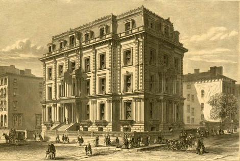 Nơi ở của tỷ phú Stewart nằm ở một góc Dinh thự đại lộ số 5 và đường 34 ở New York vào năm 1861.