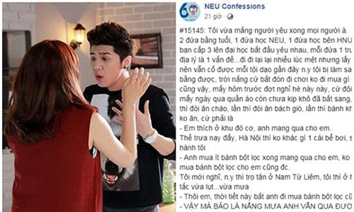 Sau khi được đăng tải lên NEU Confession, câu chuyện của chàng trai đã thu hút sự chú ý của cộng đồng mạng và nhanh chóng thu về hàng nghìn lượt yêu thích cùng bình luận.