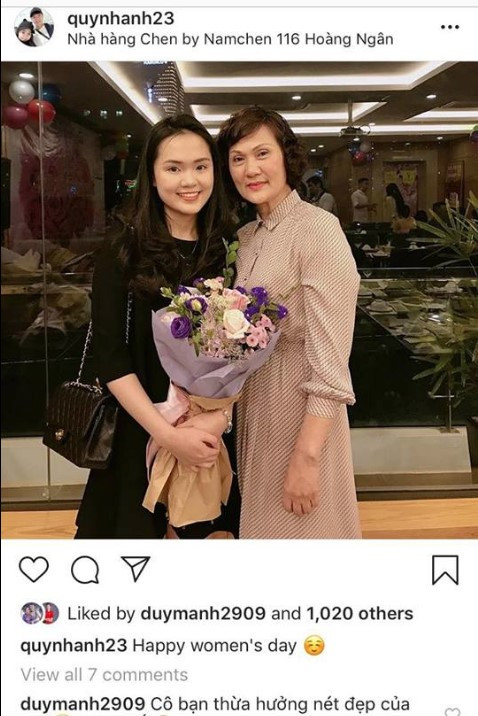 Duy Mạnh từng không ngại ngần vào công khai tán thưởng vẻ đẹp của "mẹ vợ tương lai".