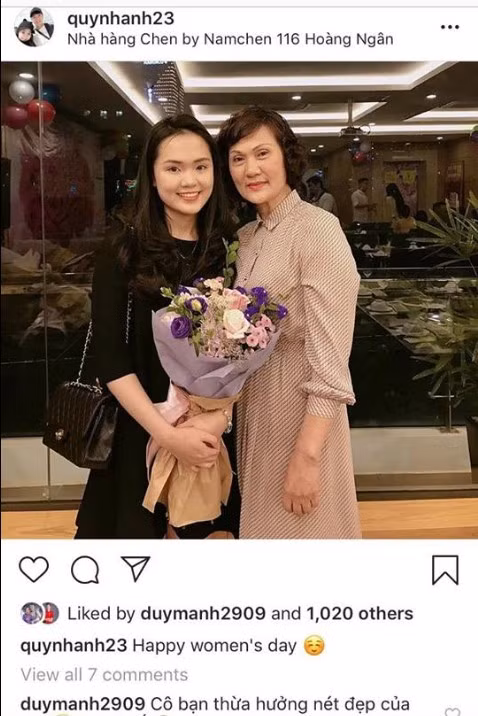 Duy Mạnh từng không ngại ngần vào công khai tán thưởng vẻ đẹp của "mẹ vợ tương lai".