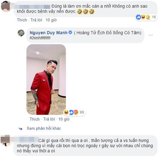 Qua đoạn trả lời bình luận, nhiều người hoài nghi mối quan hệ giữa Duy Mạnh và Tuấn Hưng vẫn còn căng thẳng.
