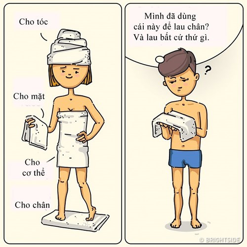 Với một chiếc khăn, anh ấy có thể dùng như vật dụng đa di năng để lau từ mặt, tóc, cơ thể... đến cả bàn chân nữa!