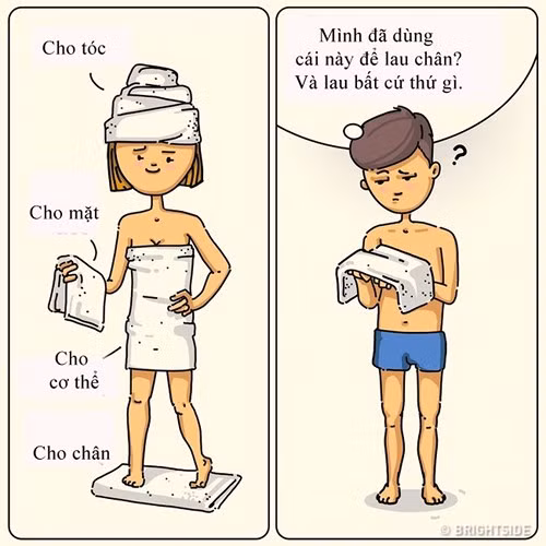 Với một chiếc khăn, anh ấy có thể dùng như vật dụng đa di năng để lau từ mặt, tóc, cơ thể... đến cả bàn chân nữa!