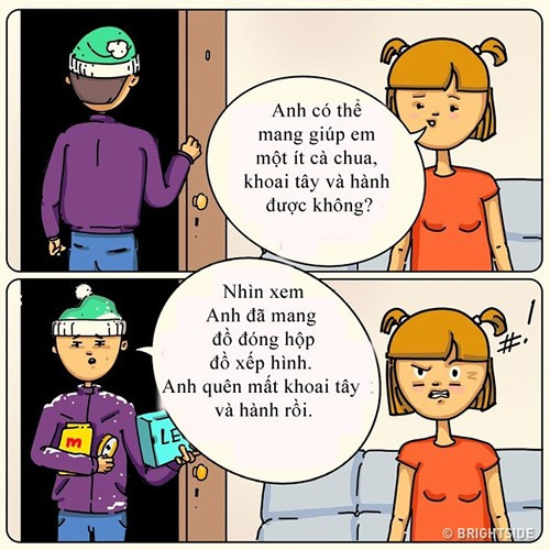 Quên đi những thứ bạn nhờ và mang thứ khác đến trong tâm trạng không hề thấy có lỗi.