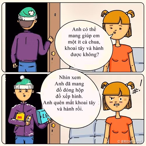 Quên đi những thứ bạn nhờ và mang thứ khác đến trong tâm trạng không hề thấy có lỗi.