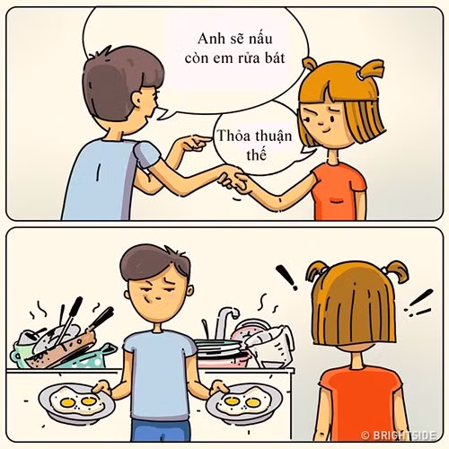Để lại một đống bát đĩa khổng lồ sau khi nấu, và bạn là người dọn dẹp đám bát đĩa đó.