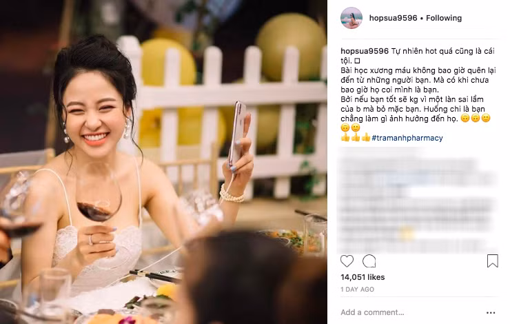 Chia sẻ của hot girl Trâm Anh trên mạng xã hội.