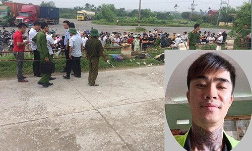 Hiện trường vụ án mạng và nghi phạm Vũ Viết Tuân (ảnh nhỏ).