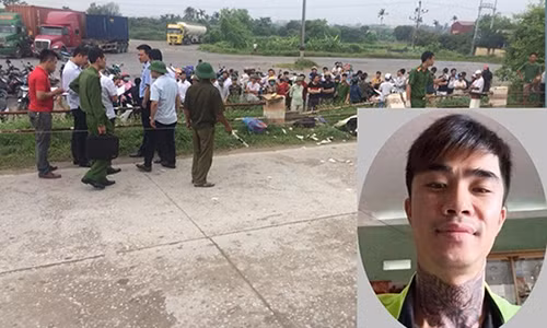 Hiện trường vụ án mạng và nghi phạm Vũ Viết Tuân (ảnh nhỏ).