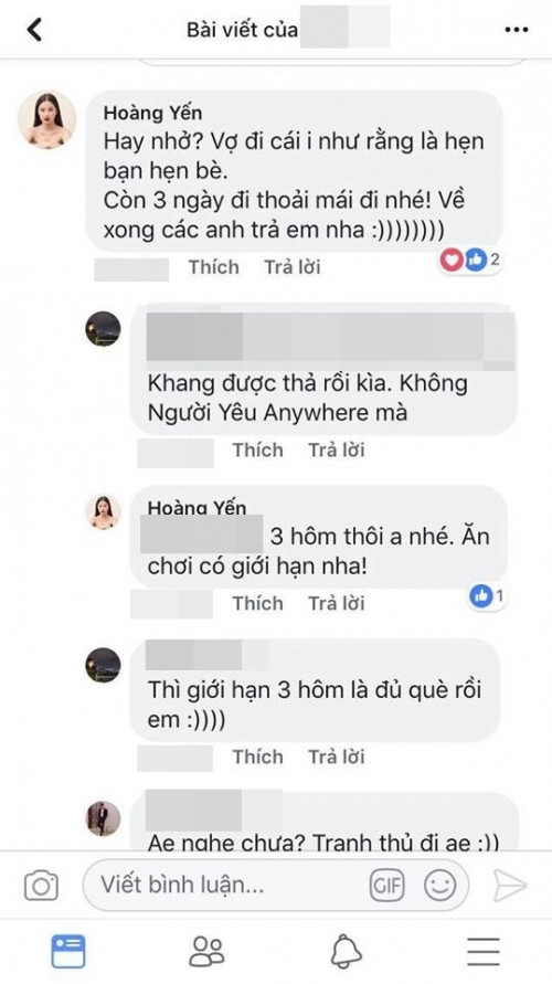 Cả hai công khai gọi nhau bằng danh xưng thân mật trong những bài viết cài đặt ở chế độ bạn bè.