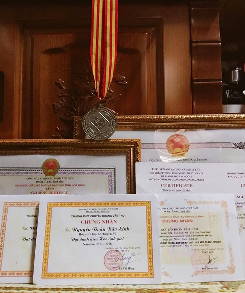 Không quá ngạc nhiên khi Bảo Linh trong nhiều năm liền luôn đạt những thành tích học tập ấn tượng, đặc biệt là môn Lịch sử. Cô nàng từng giành được huy chương Bạc trong kỳ thi các trường chuyên Duyên hải đồng bằng Bắc bộ hay đạt giải Nhất kỳ thi HSG cấp tỉnh và cấp thành phố môn Lịch sử và giải Khuyến khích kỳ thi HSG cấp Quốc gia năm 2017.