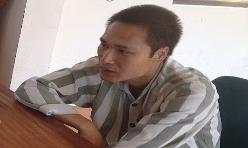 Phạm nhân Vũ Xuân Cường trong trại giam.
