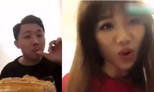 Hiểu rõ tính tham ăn của vợ nên Trấn Thành liên tục có hành động gây thèm cho Hari Won.