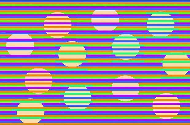 Khi nhìn từ khoảng cách xa, người xem thấy những chấm tròn trên hình có màu sắc khác nhau rõ rệt. Thực tế, tất cả chấm tròn có cùng màu (RGB 250, 219, 172). Ảnh: Twitter NV.