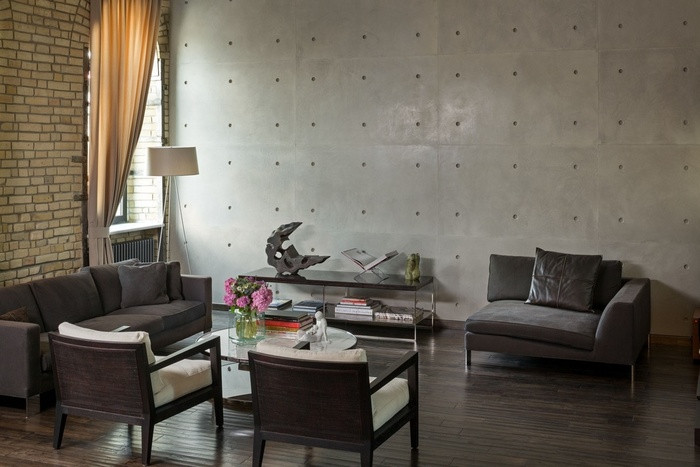 Tường bê tông với họa tiết chấm là mẫu tường nhận được nhiều sự quan tâm của các gia chủ.