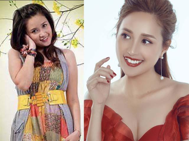 Thân hình mũm mĩm trước đây của Phương Hằng và nhan sắc hiện tại.