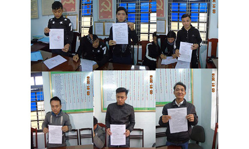 6 người bị Công an huyện Tĩnh Gia tống đạt Quyết định xử phạt vi phạm hành chính.