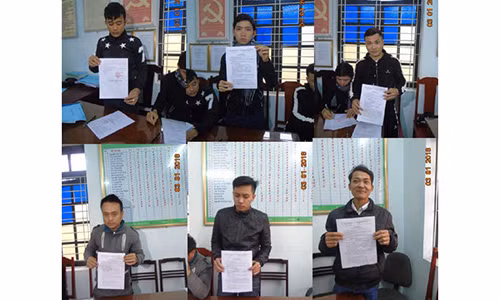 6 người bị Công an huyện Tĩnh Gia tống đạt Quyết định xử phạt vi phạm hành chính.