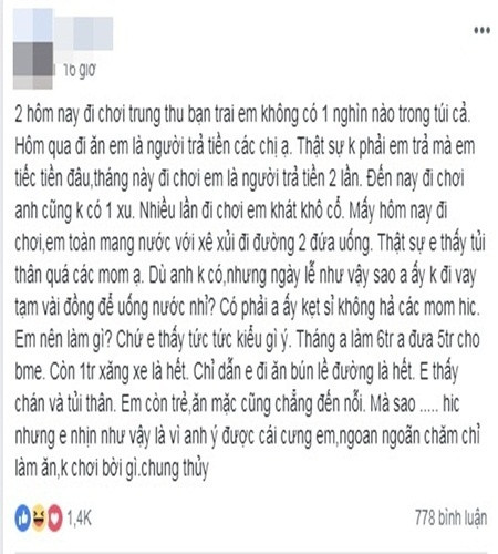 Tam su ve nguoi yeu di choi khong mang tien khien chi em soi suc