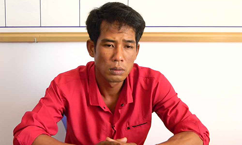 Nghi phạm Chương tại cơ quan công an.