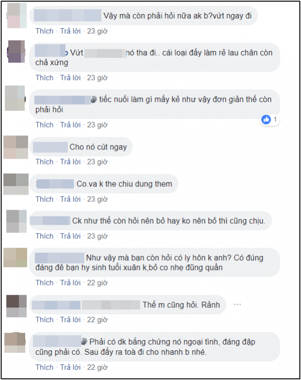 Cư dân mạng đồng loạt khuyên người vợ nhanh chóng bỏ chồng khi còn sớm (Ảnh chụp màn hình)