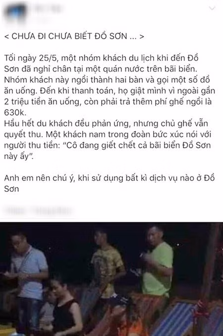 Bài viết thu phí ghế ngồi ở Đồ Sơn khiến dân mạng xôn xao.