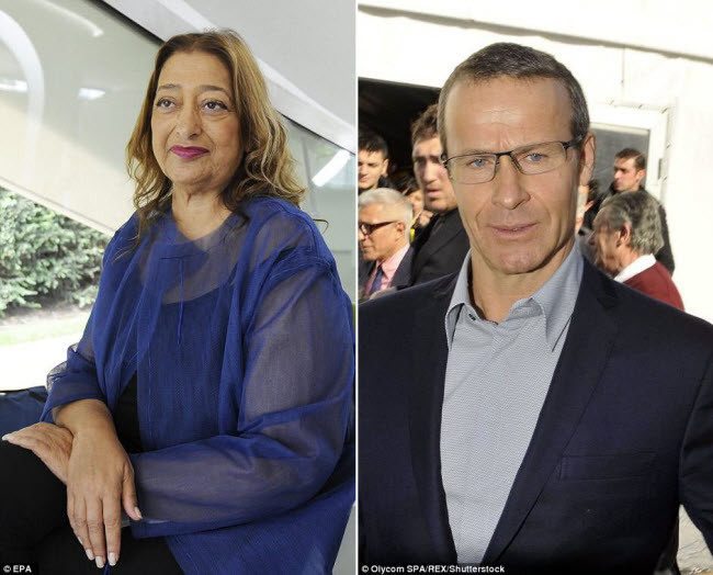 Khiến trúc sư Dame Zaha Hadid (trái), và tỷ phú bất động sản người Nga Vladislav Doronin.