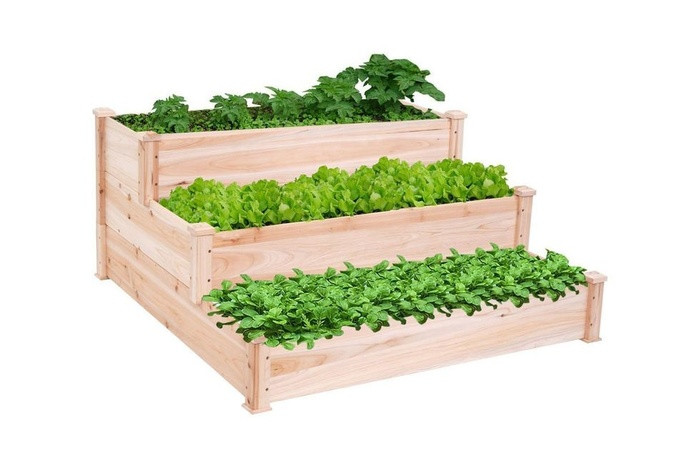 Chiếc giá 3 tầng này là một thiết kế cực kỳ thông minh. Ở 2 tầng trên, bạn sẽ trồng được những cây rau rễ chùm còn ở tầng dưới cùng, bạn có thể trồng rau rễ cọc.