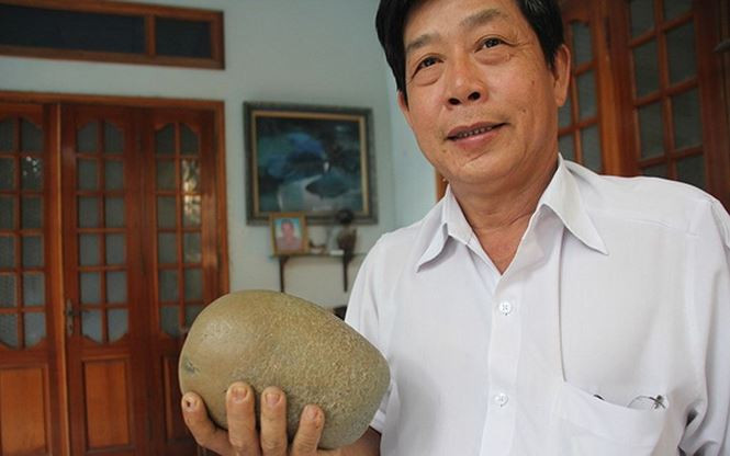 Những viên đá ông sở hữu không chỉ quý mà còn độc đáo, có một không hai ở Việt Nam. Viên đá ông Hùng cầm trên tay nhìn rất bình thường, không có gì đặc biệt... (Ảnh: Zing)