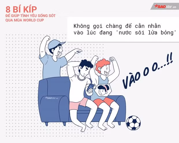 Hãy để chàng được tận hưởng trận đấu trong hòa bình, mọi việc khác cứ để sau. Đừng nhè lúc chàng đang hứng khởi để ”gây chiến” nhé con gái ơi.