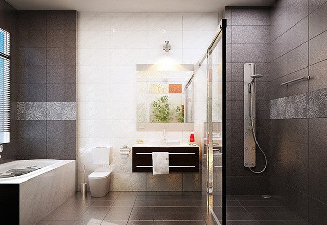 Phòng vệ sinh đầy đủ tiện nghi.