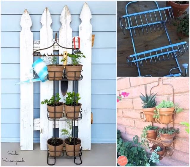 4. Tận dụng giá treo kim loại cũ kỹ và đóng chúng cố định lên bức tường mà bạn yêu thích để bắt đầu tạo một góc xanh tươi, đẹp mắt cho ngôi nhà của bạn.