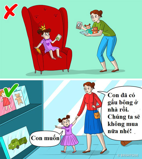 5. Trẻ nên có những dụng cụ và đồ chơi đắt tiền, hiện đại Các chuyên gia tin rằng các bậc phụ huynh đang tiêu nhiều tiền hơn cần thiết cho trẻ. Cha mẹ nên cân nhắc liệu món đồ mua cho trẻ có thực sự cần thiết. Có thể đây là cách họ đang cố gắng dành cho trẻ những thứ bản thân họ không có khi còn nhỏ, hoặc họ đang cố an ủi bản thân vì những sai lầm mà họ mắc phải. Tiết kiệm tiền nuôi dạy trẻ không biến họ thành người cha, người mẹ tồi tệ. Ngược lại, cha mẹ có lối sống tiết kiệm có thể trở thành một tấm gương tốt cho trẻ noi theo và dạy trẻ cách kiềm chế tiêu tiền cho những món đồ vô tác dụng.