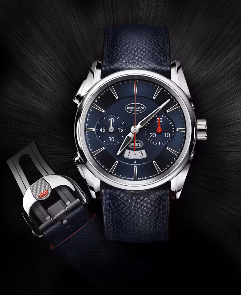 Parmigiani Fleurier Toric được làm từ vàng trắng 18 cara. Nó có các tính năng khác nhau như tính tuần trăng, năm nhuận, khẩu độ, ngày và tháng. Giá của nó 116.800 USD.