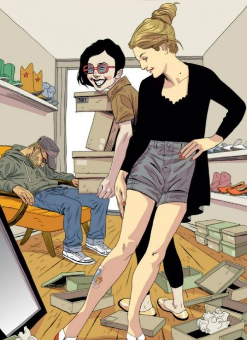 Những người đàn ông chờ dài cổ trong trung tâm thương mại, trong khi người phụ nữ của họ cứ mãi mua sắm trong lời mật ngọt của nhân viên bán hàng 