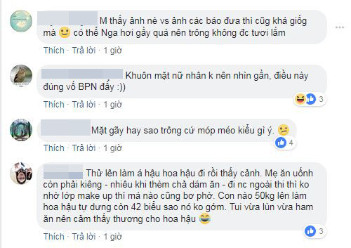 Tuy nhiên, cũng có một số người bảo vệ Phương Nga và cho rằng khi tham dự cuộc thi Miss Grand, người đẹp đã trông gầy hơn. Ngoài ra, hình ảnh chụp ở ngoài đời lúc nào cũng phải kém sắc hơn so với những bức ảnh đã chỉnh sửa.