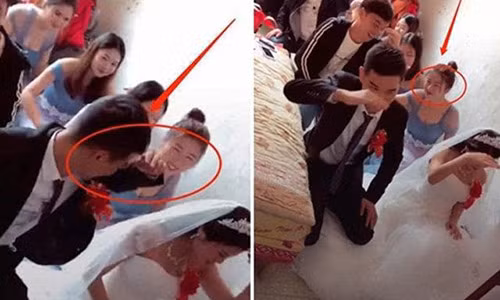 Chu re va phu dau xinh dep lo gian tinh ngay trong dam cuoi