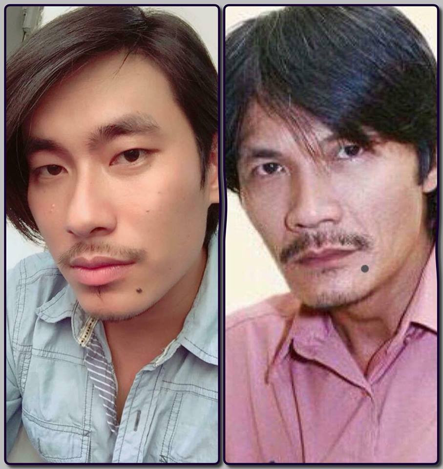Nhờ nốt ruồi, Kiều Minh Tuấn và nghệ sĩ Công Ninh giống nhau đến ngỡ ngàng.