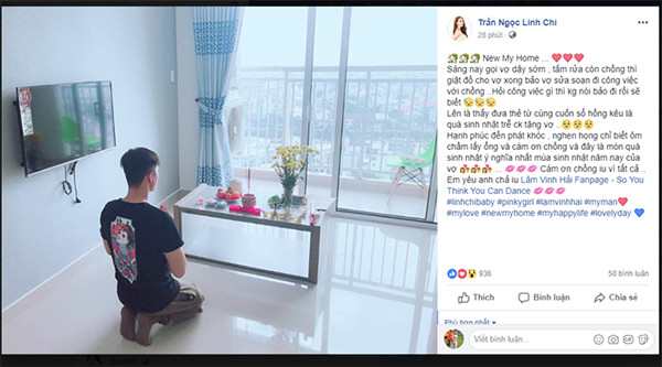 Linh Chi hon ho khoe duoc Lam Vinh Hai tang qua 