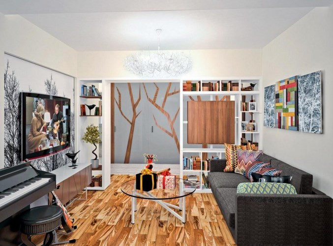 Kệ trang trí vừa là nơi để đựng đồ vừa là vách ngăn.